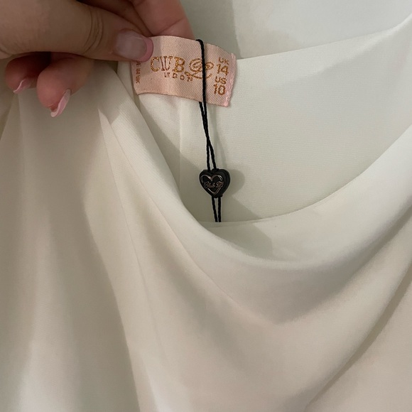 Club London / Club L MUSE 
WHITE LONG SLEEVE SQUARE NECK RUCHED MINI DRESS UK 14 - Picture 5 of 6